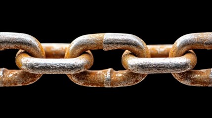 Fototapeta premium Rusted metal chain links against black