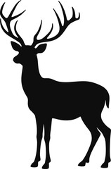 Obraz premium Vector art of silhouette of a majestic deer standing proudly isolated on white background