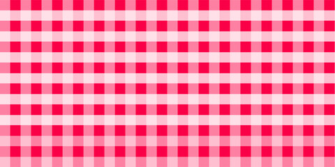 Red and white gingham seamless pattern. Checkered texture for picnic blanket, tablecloth, plaid, clothes. Italian style overlay, fabric geometric background, retro textile design. Vector illustration.