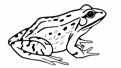 Naklejka premium Frog Illustration – Black and White Amphibian Outline Clipart Drawing