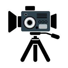 Flat Camera Icon: Video Production & Filming Equipment suitable for concepts related to Camera Angle Icon