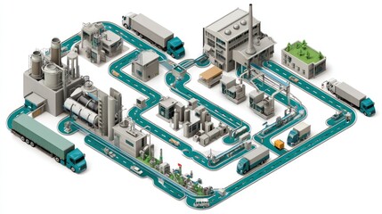 Fototapeta premium Industrial complex, transportation routes