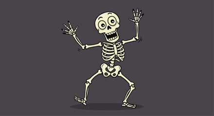 Scared Cartoon Skeleton with Wide Eyes and Open Mouth


