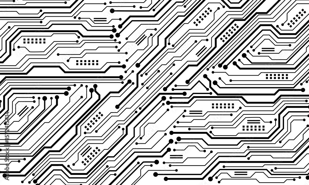 Poster abstract black circuit board technology connected lines electronics elements computer motherboard ch