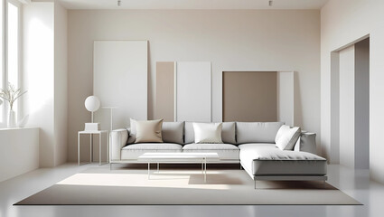 Tranquil Minimalist Home Decor, High-Resolution Modern Home Setup, Neutral Tones in Minimalist Decor, Background of beautifull room, modern room, generative ai