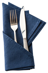 fork and knife on dark blue