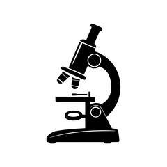 A Black and White Silhouette Illustration of a Microscope Exploring the Microscopic World