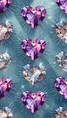 seamless luxury crystal colored  heart pattern with clear lines.
