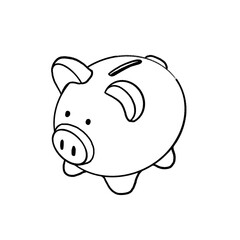 Piggy bank, Hand drawn, Pencil drawing illustration, black, transparent background, PNG, no ai