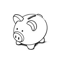 Piggy bank, Hand drawn, Pencil drawing illustration, black, transparent background, PNG, no ai