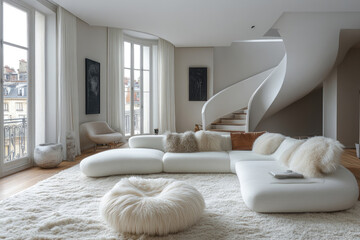 A Serene Symmetrical Living Room in Soft Tones