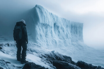 Flickering Frost Envelops the Explorer in Arctic Silence