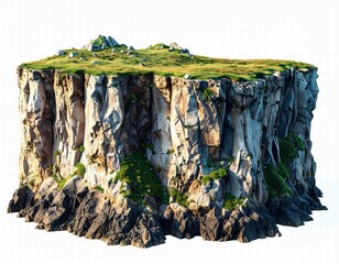 a 3D render of cliff, centered, isolated white background 
