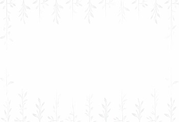 Seamless pattern of continuous line art leaves and branches in light gray on white, minimalist botanical background 