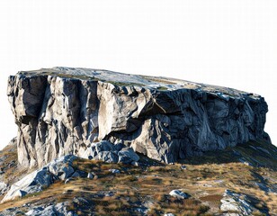 a 3D render of cliff, centered, isolated white background 