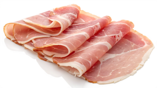 Prosciutto di Parma food isolated on a white background PNG. AI GENERATED.