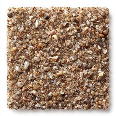 Close up square shot of a dense mixture of small rocks pebbles and sand in varying shades of brown and white