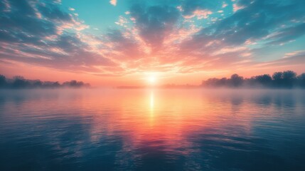 Fototapeta premium Sunrise over a misty river