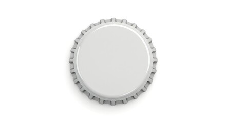 Photo of A white metal bottle cap isolated on white background, displaying its circular shape and
