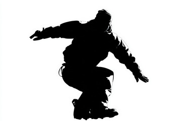 Fototapeta premium Black silhouette of an athlete in a dynamic pose, ideal for illustrating movement and energy.