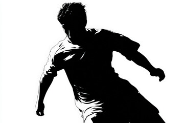 Fototapeta premium A black silhouette of an athlete captures the essence of strength and athleticism in action.