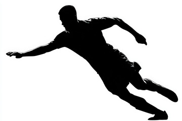 Dynamic black silhouette of an athlete in full dive, showcasing action and energy.