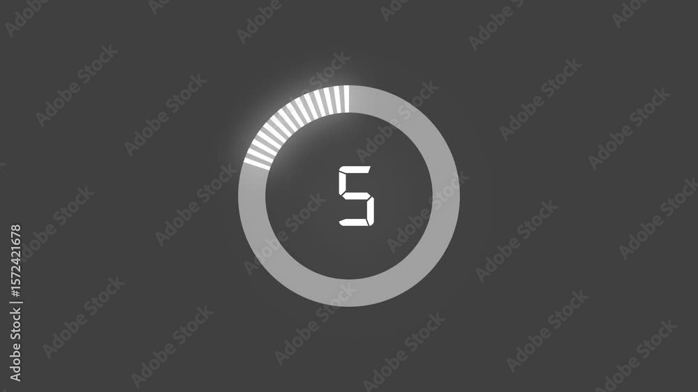 Poster digital countdown clock timer in 25 seconds to zero second, minimal countdown timer animation from 0