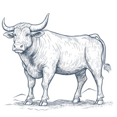 Vector illustration of a black rhino with a powerful bull's head and a gentle cow-like essence, isolated against a white background