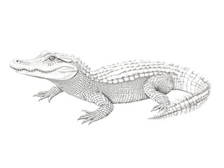 White background studio shot of a dangerous green reptile, a wild lizard, or a gecko with its mouth open, isolated on white