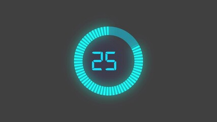 Digital countdown clock timer in 30 seconds to zero second, Minimal countdown timer animation from 0 to 30 seconds.