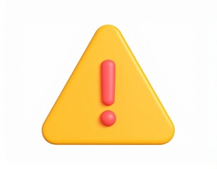 warning sign 3d rendering isolated on white background cartoon plastic style icon