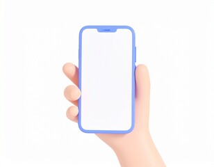 hand holding handphone 3d rendering isolated on white background cartoon plastic style icon