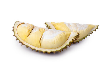 The King of Fruits from Thailand. Peeled fresh durian reveals delicious flesh ripe and just right...