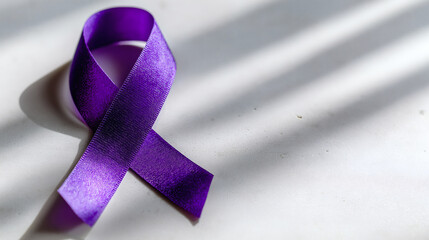Purple Ribbon with Shadows Awareness and Support Symbol