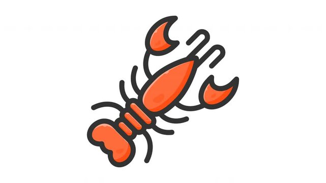 animated lobster icon. Perfect for food, allergy, allergen, health, egg, fish, peanut, nutrition, drink, gluten, seafood, allergic, reaction, disease, allergens, ingredient, medicine and immune