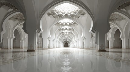 A spacious, arched hall with intricate architecture.