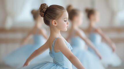 Little ballerinas perform at a dance school.