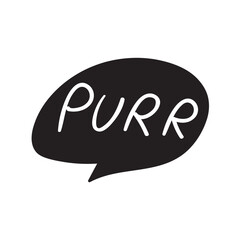 Word - Purr. Speech bubble. Vector illustration on white background.