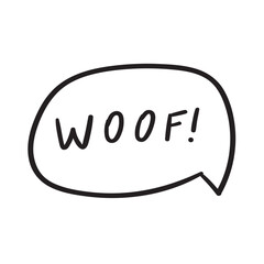 Woof. Isolated speech bubble. Outline vector icon. Illustration on white background.