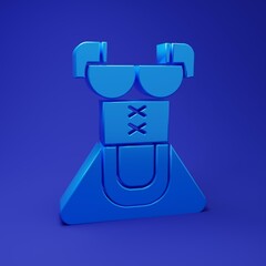 Blue Traditional Oktoberfest folk costume for women called dirndl icon isolated on blue background. Traditional Bavarian clothing. Minimalism concept. 3D render illustration