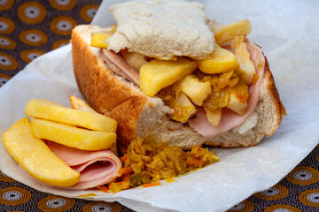 Traditional South African Sandwich on iconic South African fabric.