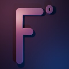 Purple Fahrenheit icon isolated on purple-blue background. Minimalism concept. 3D render illustration