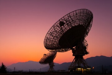 Majestic Radio Telescope Silhouetted Against Twilight Skies