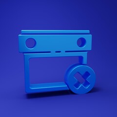 Blue Calendar date delete icon isolated on blue background. Event reminder symbol. Minimalism concept. 3D render illustration