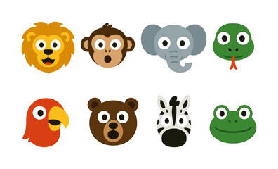 Colorful animal faces with sounds for children's educational learning and fun