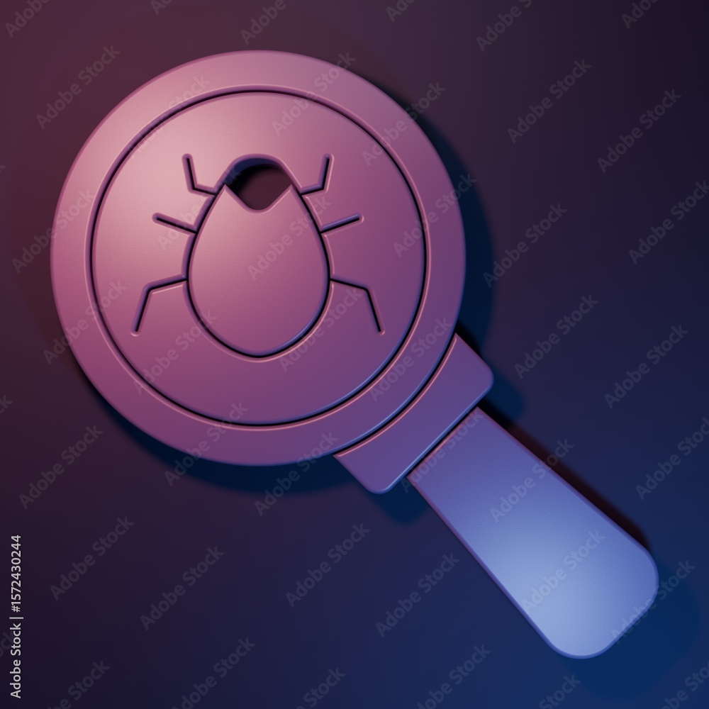 Poster purple system bug concept icon isolated on purple-blue background. code bug concept. bug in the syst