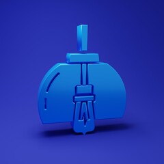 Blue Chandelier icon isolated on blue background. Minimalism concept. 3D render illustration