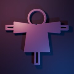 Purple Scarecrow icon isolated on purple-blue background. Minimalism concept. 3D render illustration