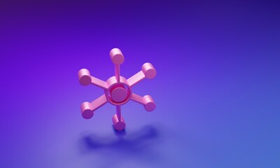 Pink Network icon isolated on purple-blue background. Global network connection. Global technology...