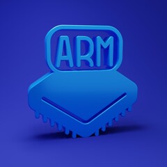 Blue Processor icon isolated on blue background. CPU, central processing unit, microchip, microcircuit, computer processor, chip. Minimalism concept. 3D render illustration